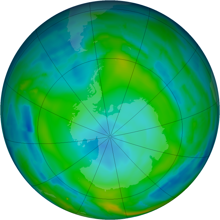 Antarctic ozone map for 30 May 2010